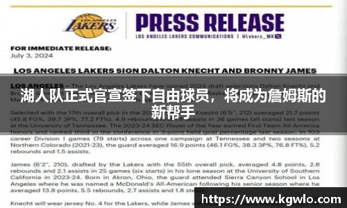 湖人队正式官宣签下自由球员，将成为詹姆斯的新帮手